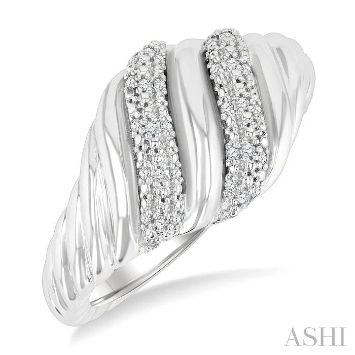Silver Bold Ribbed Diamond Fashion Band