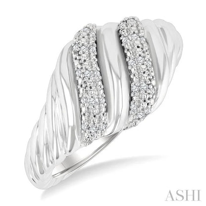 Silver Bold Ribbed Diamond Fashion Band