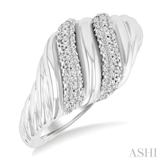 Silver Bold Ribbed Diamond Fashion Band
