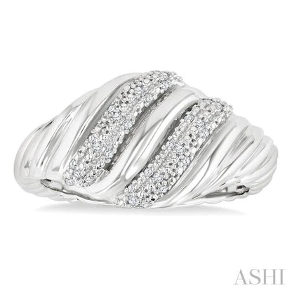 Silver Bold Ribbed Diamond Fashion Band