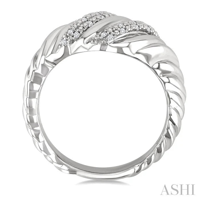 Silver Bold Ribbed Diamond Fashion Band