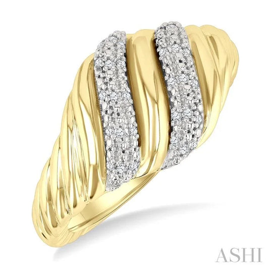 Gold Vermeil Bold Ribbed Diamond Fashion Band