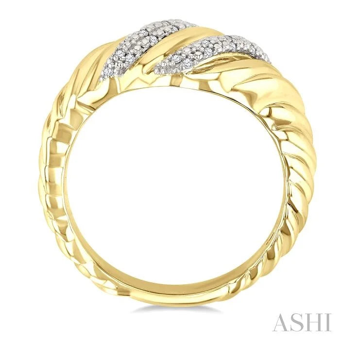 Gold Vermeil Bold Ribbed Diamond Fashion Band