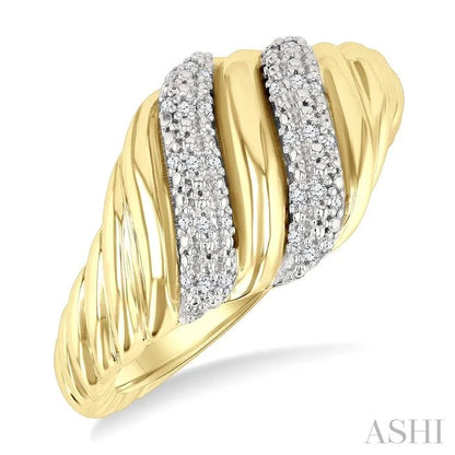 Gold Vermeil Bold Ribbed Diamond Fashion Band