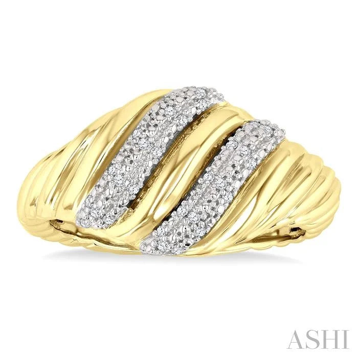 Gold Vermeil Bold Ribbed Diamond Fashion Band