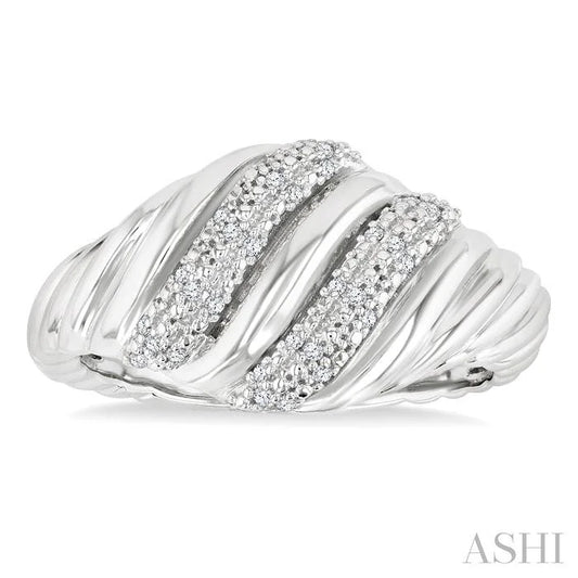 Silver Bold Ribbed Diamond Fashion Band