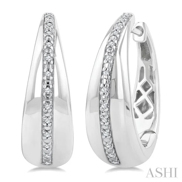 Silver Bold Diamond Hoop Earrings