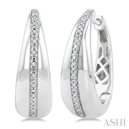 Silver Bold Diamond Hoop Earrings