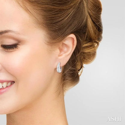 Silver Bold Diamond Hoop Earrings