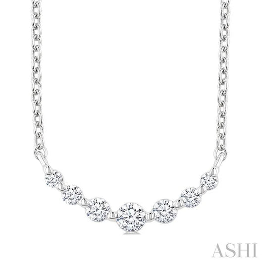 Silver Graduated Petite Diamond Fashion Smile Necklace