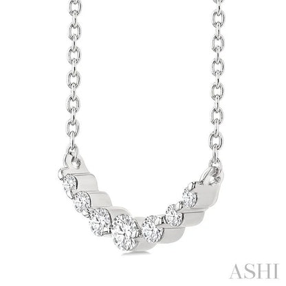 Silver Graduated Petite Diamond Fashion Smile Necklace