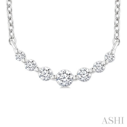 Silver Graduated Petite Diamond Fashion Smile Necklace