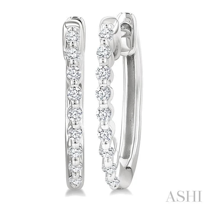 Silver Petite Diamond Fashion Hoop Earrings