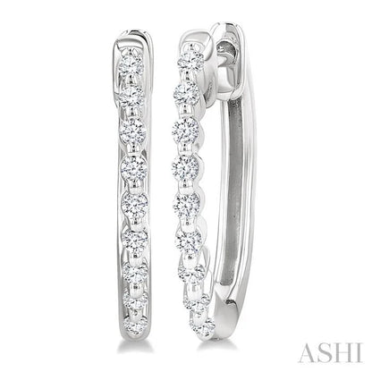 Silver Petite Diamond Fashion Hoop Earrings