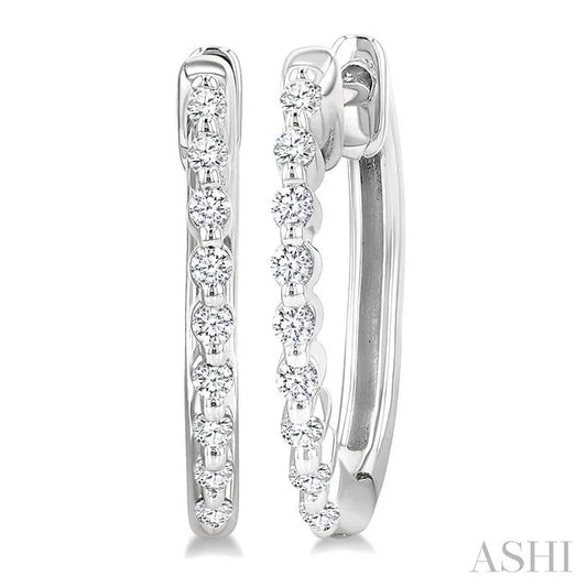 Silver Petite Diamond Fashion Hoop Earrings