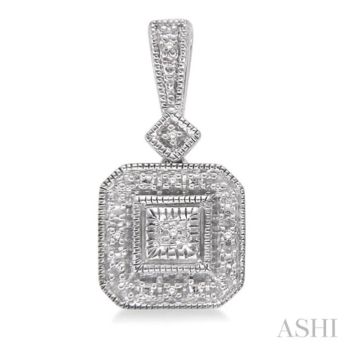 Silver Cushion Shape Diamond Earrings