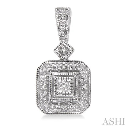Silver Cushion Shape Diamond Earrings