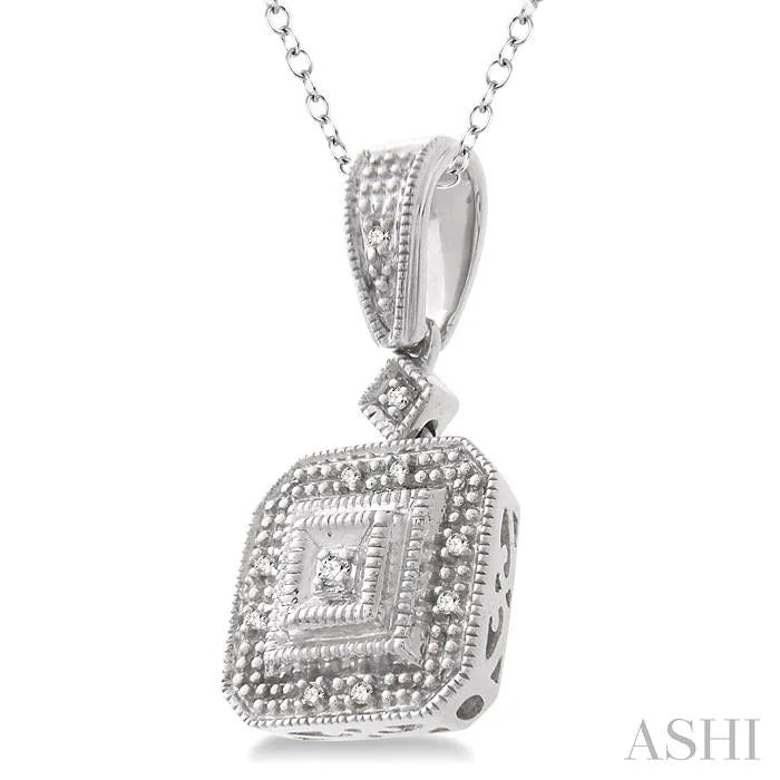 Silver Cushion Shape Diamond Pendant