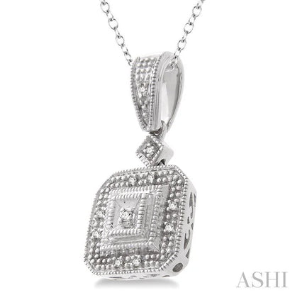 Silver Cushion Shape Diamond Pendant