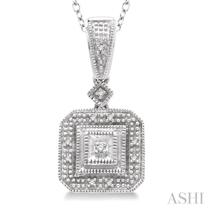 Silver Cushion Shape Diamond Pendant