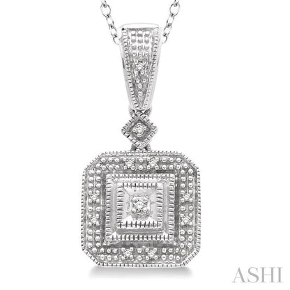 Silver Cushion Shape Diamond Pendant
