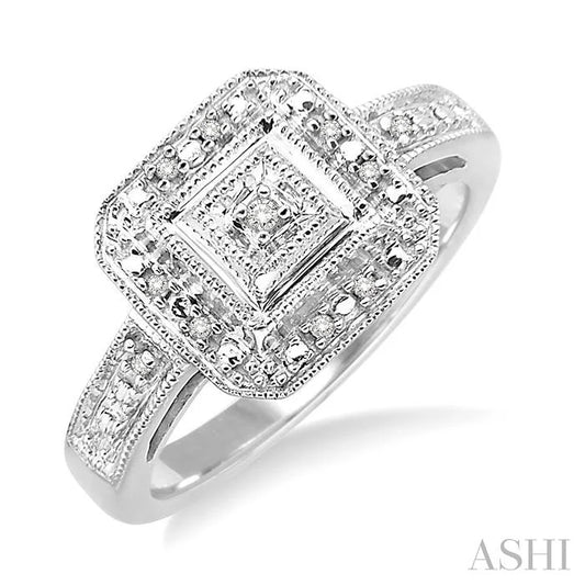 Silver Cushion Shape Diamond Ring