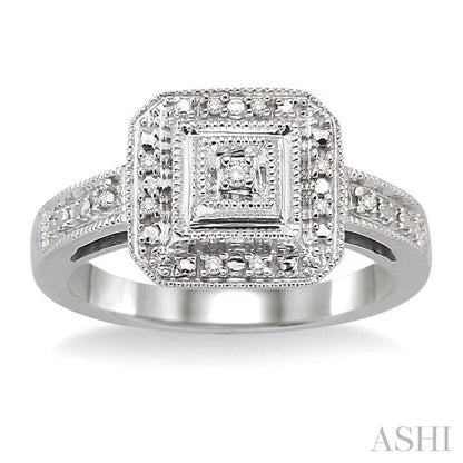 Silver Cushion Shape Diamond Ring