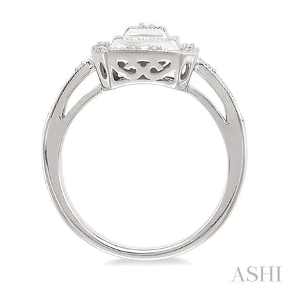 Silver Cushion Shape Diamond Ring
