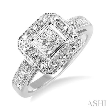 Silver Cushion Shape Diamond Ring