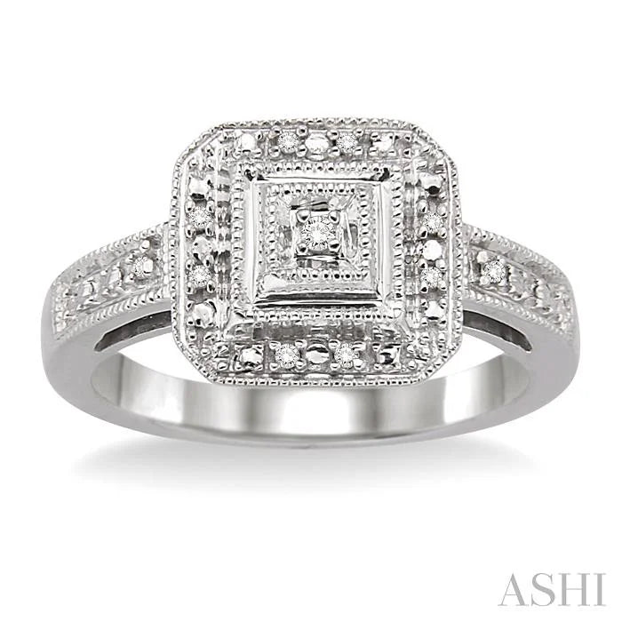 Silver Cushion Shape Diamond Ring