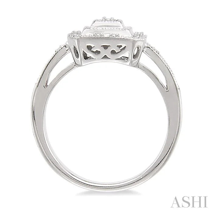 Silver Cushion Shape Diamond Ring