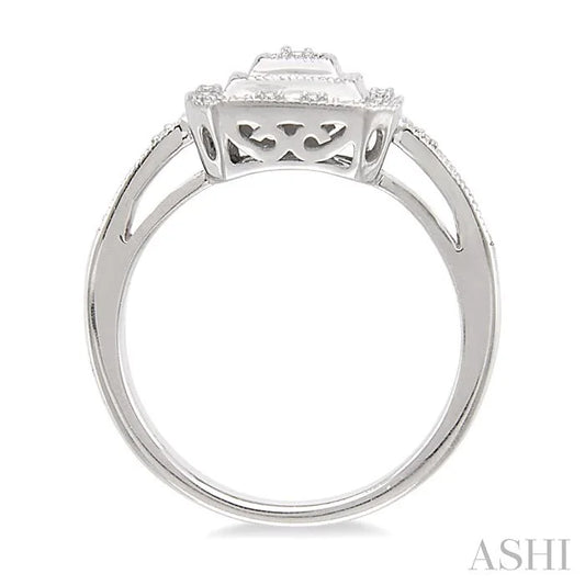 Silver Cushion Shape Diamond Ring