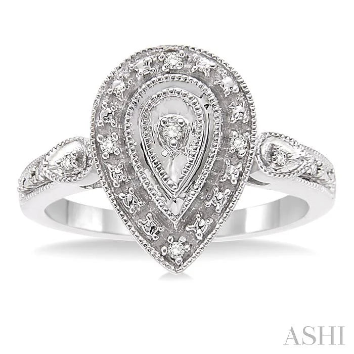 Silver Pear Shape Diamond Ring