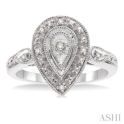 Silver Pear Shape Diamond Ring