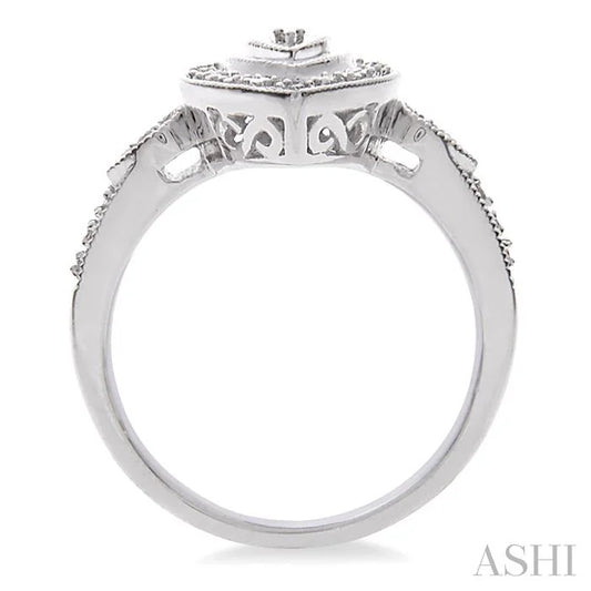 Silver Pear Shape Diamond Ring