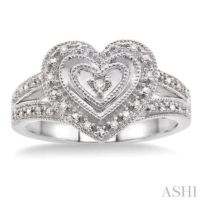 Silver Heart Shape Diamond Fashion Ring