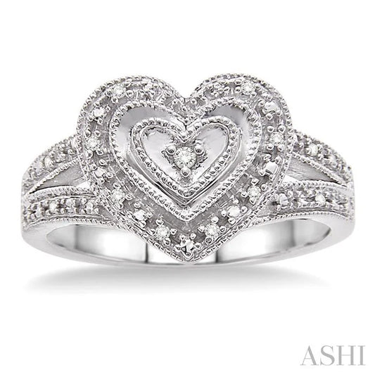 Silver Heart Shape Diamond Fashion Ring