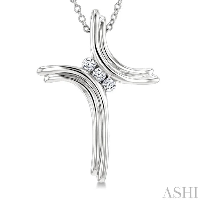 Silver Cross Diamond Fashion Pendant