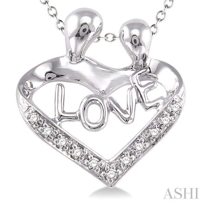 Silver Heart Shape Mom & Child Diamond Fashion Pendant