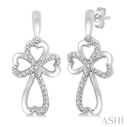 Silver Cross & Heart Shape Diamond Fashion Earrings