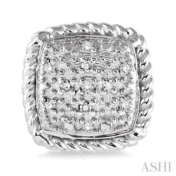 Silver Cushion Shape Diamond Earrings