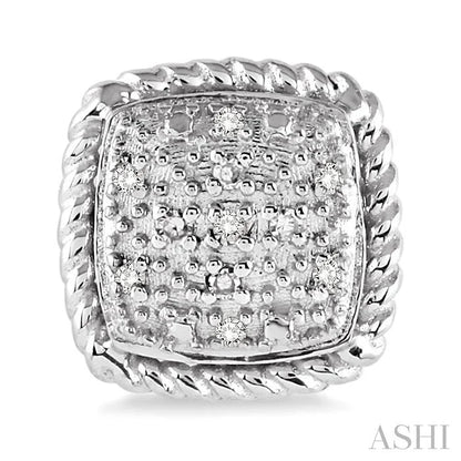 Silver Cushion Shape Diamond Earrings