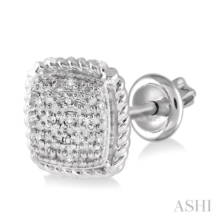 Silver Cushion Shape Diamond Earrings