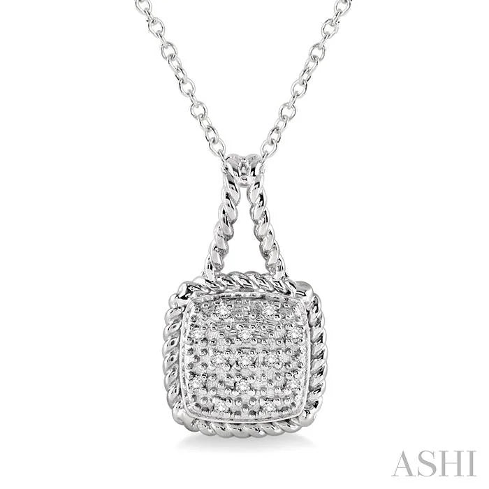 Silver Cushion Shape Diamond Pendant
