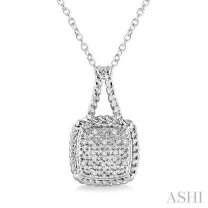 Silver Cushion Shape Diamond Pendant