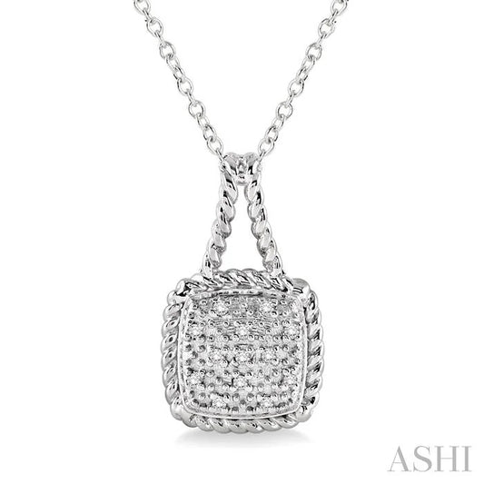 Silver Cushion Shape Diamond Pendant