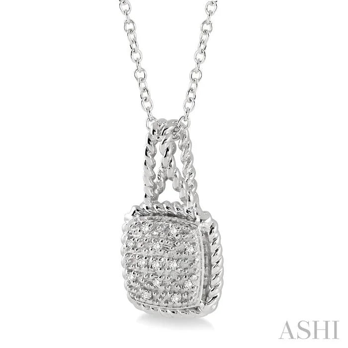 Silver Cushion Shape Diamond Pendant