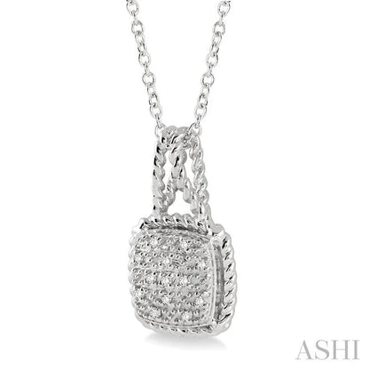 Silver Cushion Shape Diamond Pendant