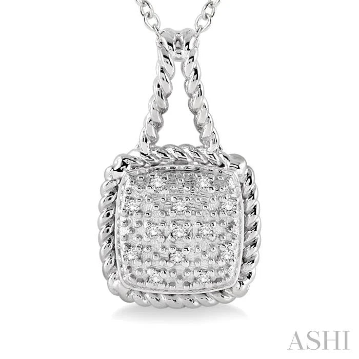 Silver Cushion Shape Diamond Pendant
