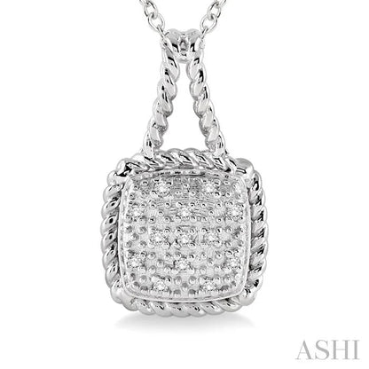 Silver Cushion Shape Diamond Pendant
